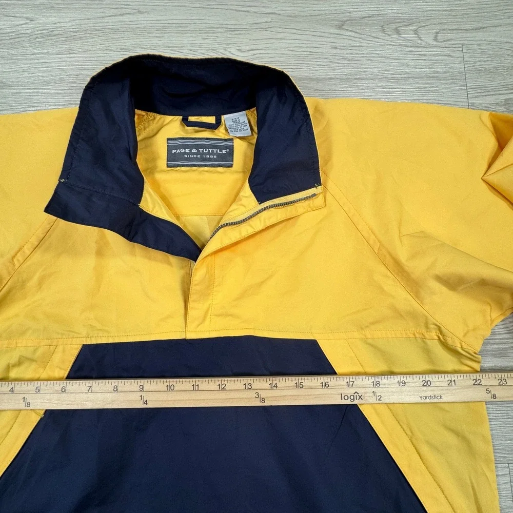 Page & Tuttle Men's Windbreaker Jacket Yellow Navy Small Anorak Pullover Sporty